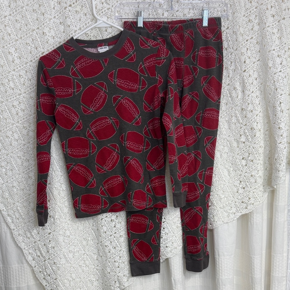 Cherokee Kids Thermal Underwear Set in Football Red and Gray